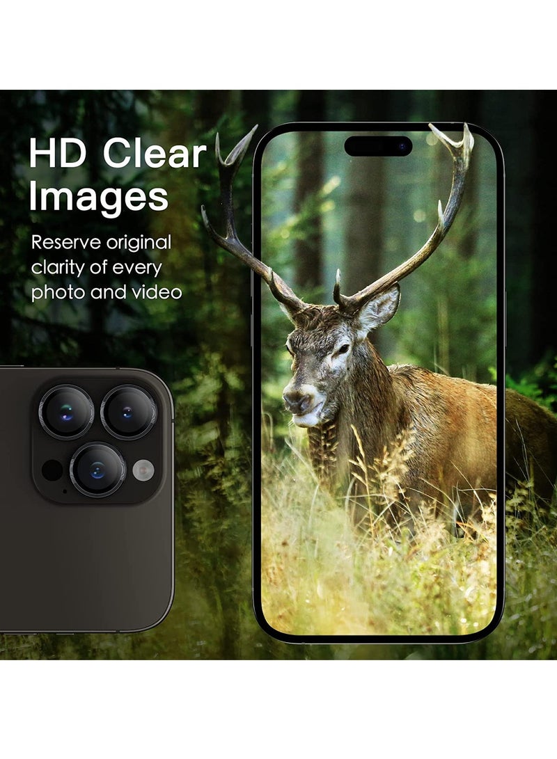 ELTRAZONE Camera Lens Protector for iPhone 14 Pro 6.1-Inch and iPhone 14 Pro Max 6.7-Inch, 9H Tempered Glass Metal Individual Ring Cover, HD Clear - Image 3