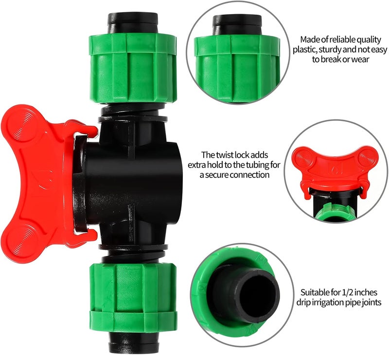 Tondiamo Drip Irrigation Shut off Valve 12 Inch Universal Drip Irrigation Tubing Coupling Valve Connector Locking Fitting Compatible with 16 to 17 mm Drip Tape Tubing Sprinkler System 12 Pieces  - Image 3