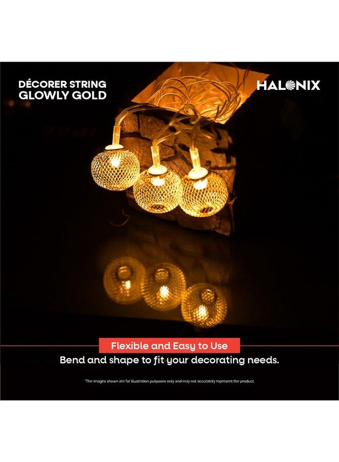 Halonix Decorer Glowly Gold 15 Bright Led String Light | Diwali Light | Christmas Light | Wedding Light | Festive Lights for Home Decoration (Warm White, 4 Meters) - Image 2