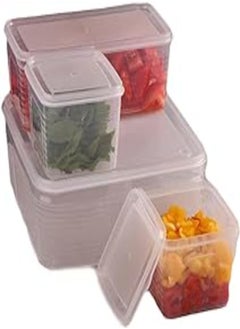 4 in 1 Grid Refrigerator Food Storage Box Plastic Kitchen Transparent Food Storage Box Stall Ice Powder Ingredient Storage Box