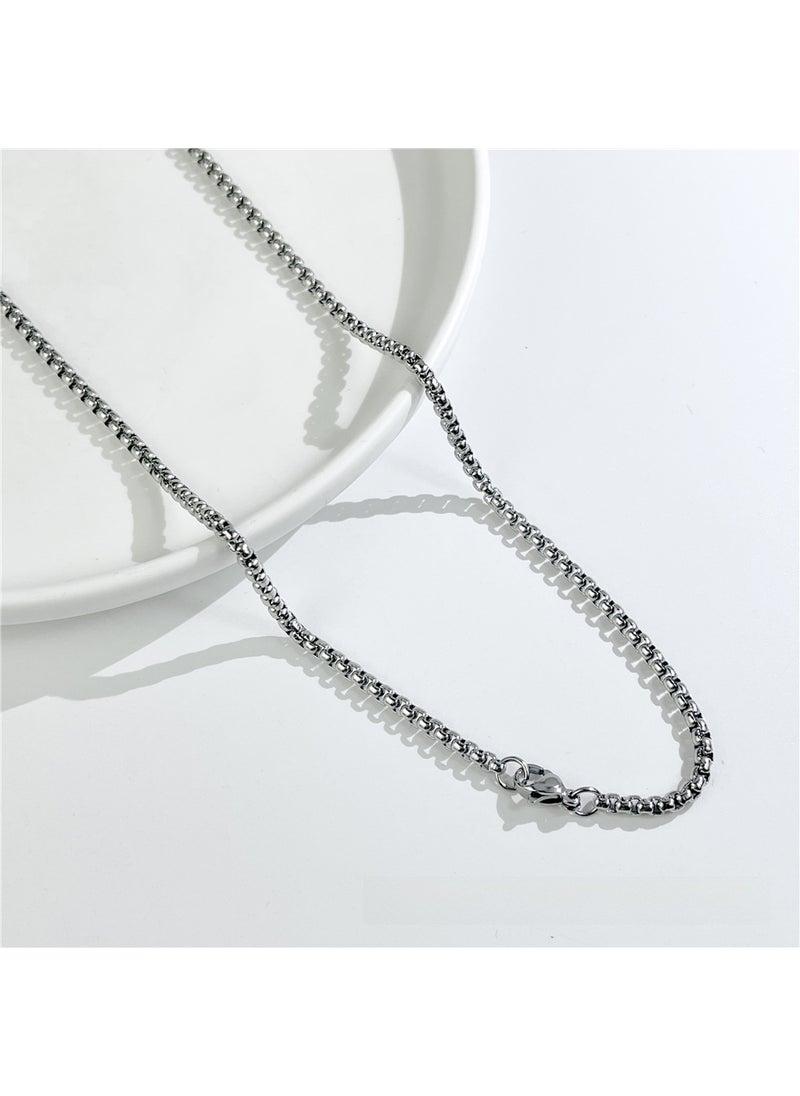 Generic - Titanium Steel Cuban Link Chain UnisexSquare bead chain [70cm] 2.5mm wide Square bead chain [70cm] 2.5mm wide - Image 1