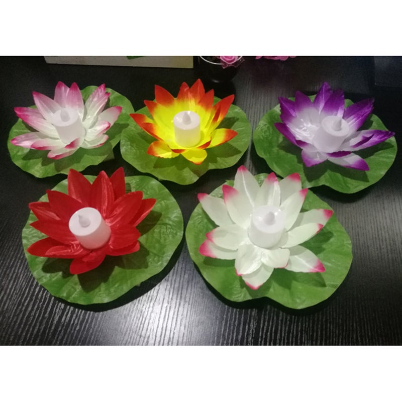 5pcs Electronic Candle Lamp Water Candle Flower Lamp for Festival ( + + White + Orange) - Image 5