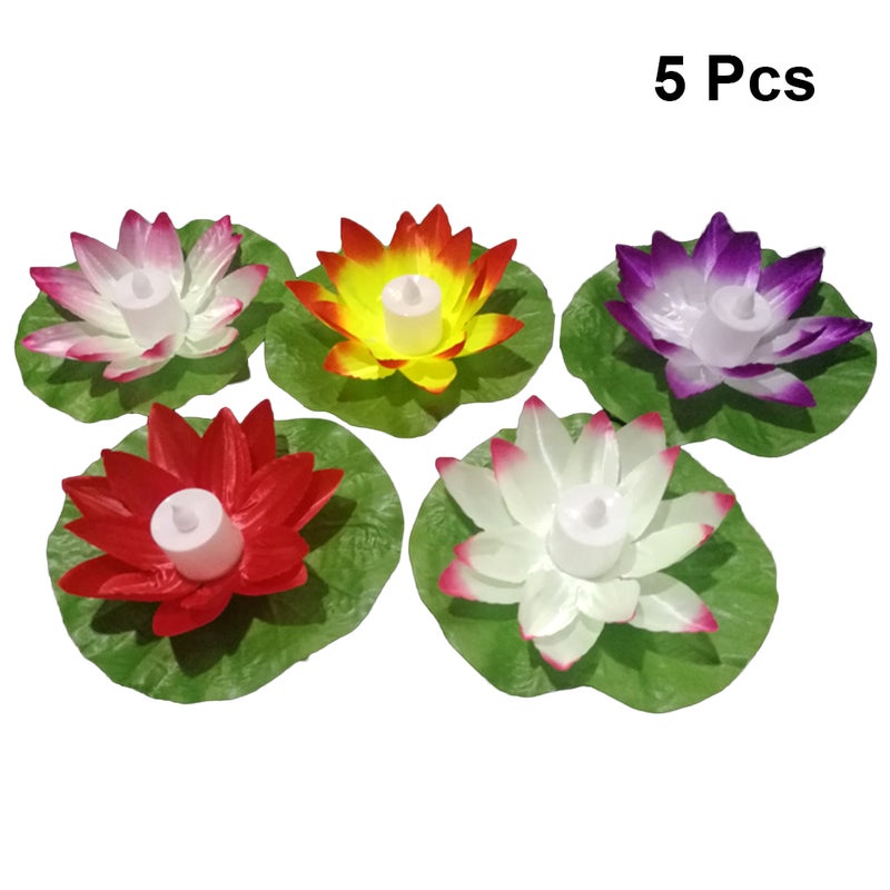 5pcs Electronic Candle Lamp Water Candle Flower Lamp for Festival ( + + White + Orange) - Image 1