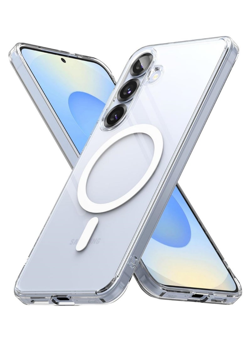 اووكاي جراب لهاتف Samsung Galaxy S25 FE مغناطيسي شفاف، متوافق مع MagSafe، جراب خلفي صلب شفاف واقٍ هجين، جراب شفاف رفيع بحافة إطار مقاومة للصدمات (شفاف) - Image 1