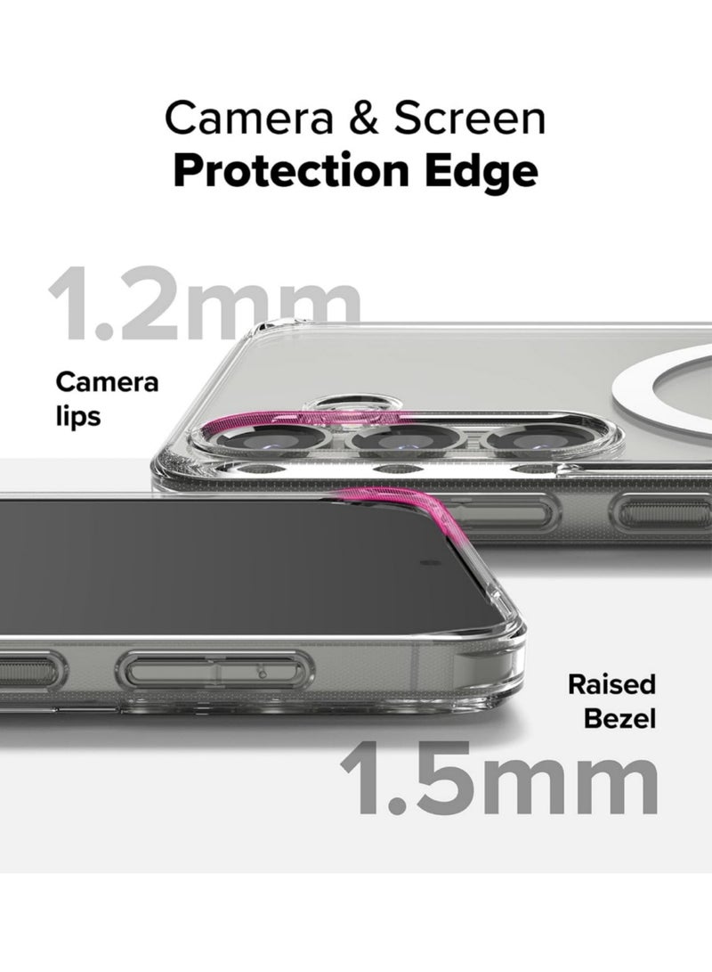 اووكاي جراب لهاتف Samsung Galaxy S25 FE مغناطيسي شفاف، متوافق مع MagSafe، جراب خلفي صلب شفاف واقٍ هجين، جراب شفاف رفيع بحافة إطار مقاومة للصدمات (شفاف) - Image 5