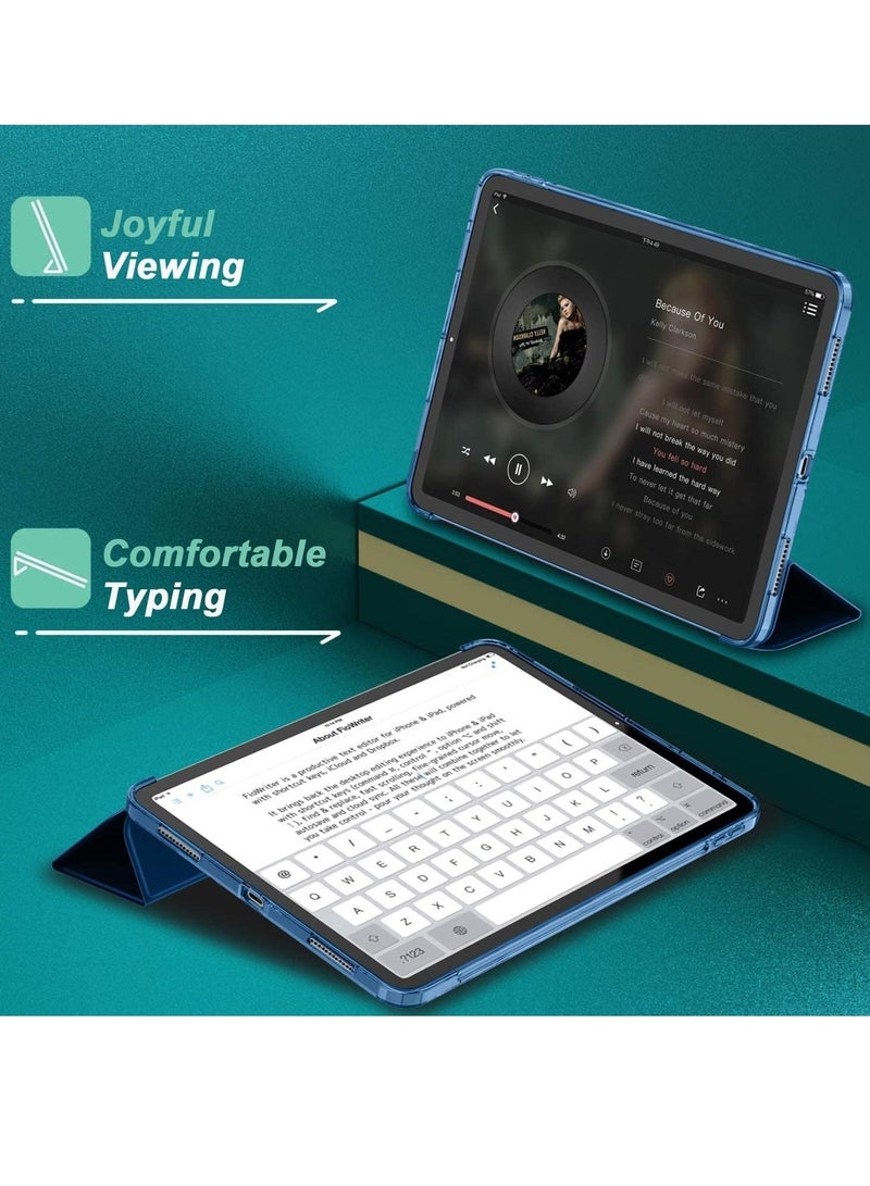 راكسوم حافظة ELTRAZONE رفيعة لجهاز iPad Air مقاس 13 بوصة M2 (2024) - أزرق داكن، مع غطاء ذكي يدعم Touch ID، وخاصية الإيقاظ/السكون التلقائي، وغطاء خلفي شفاف - Image 2
