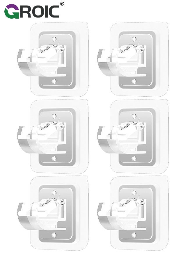 GROIC 6PCS Self Adhesive Curtain Rod Holder,Adjustable Rod Bracket,Self Adhesive Curtain Hook,No Drill and Nail Free Rods Hanger Wall Mount Hooks,Hangers for Curtain  - Image 1