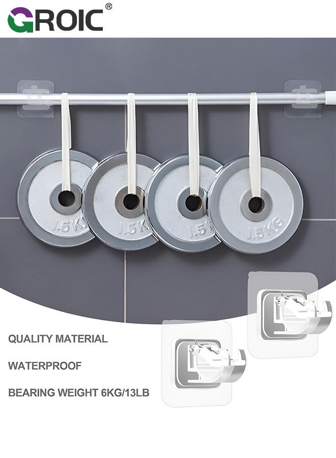 GROIC 6PCS Self Adhesive Curtain Rod Holder,Adjustable Rod Bracket,Self Adhesive Curtain Hook,No Drill and Nail Free Rods Hanger Wall Mount Hooks,Hangers for Curtain  - Image 3