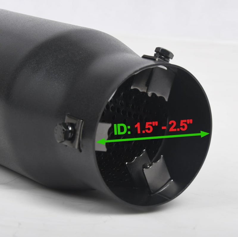 Vurkcy 1.5"-2.5" Inlet Adjustable Diesel Exhaust Tip, 4" Outlet 9" Overall Length Double Wall Stainless Steel Tail Pipe, Bolt-On, Black (fit for 1.5"/ 1.75"/ 2.0"/ 2.25"/ 2.5" OD Tailpipe) - Image 4