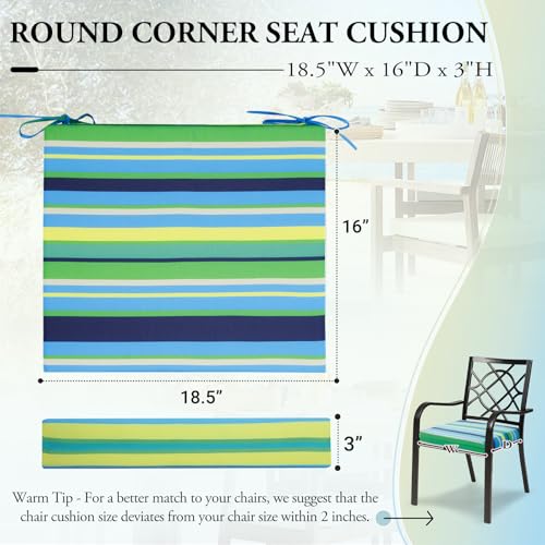 Wellsin Outdoor Chair Cushions for Patio Furniture - Outdoor Cushions for Chairs - Water Resistant Patio Chair Cushions Set of 4, 18.5"X16"X3", Stripe 01 - Image 2
