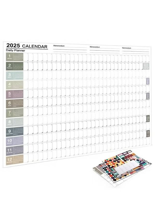 Calendar Planner Sheet 2025, Hanging Wall Calendar Yearly Daily Schedule, Poster Calendar- Morandi Color, To Do List Annual Planner for Office Supplies - Image 2