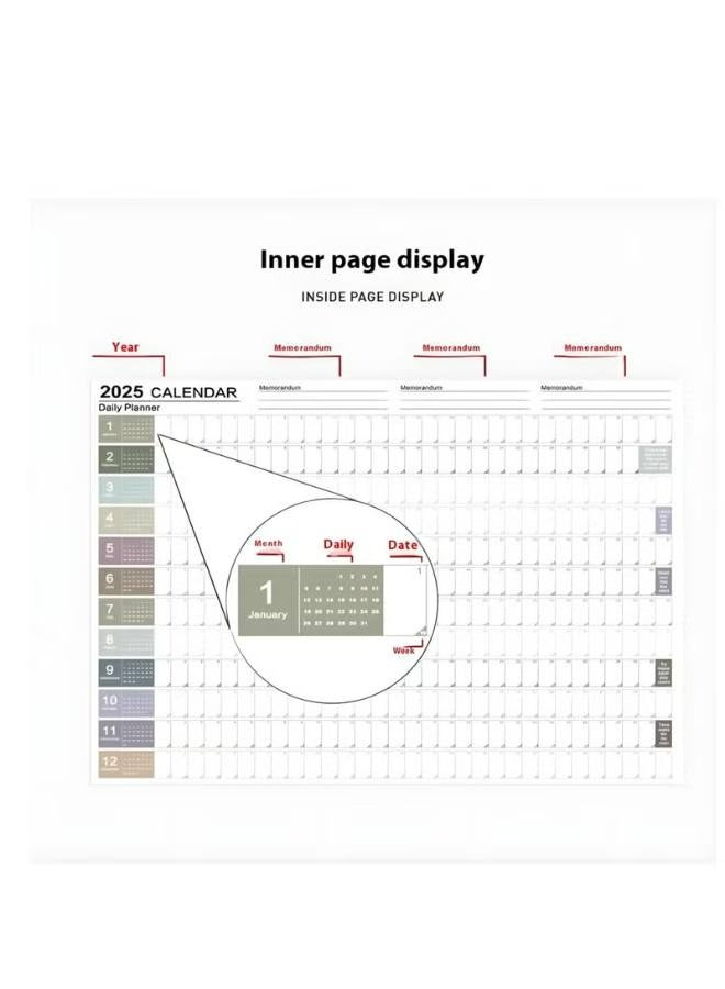 Calendar Planner Sheet 2025, Hanging Wall Calendar Yearly Daily Schedule, Poster Calendar- Morandi Color, To Do List Annual Planner for Office Supplies - Image 5