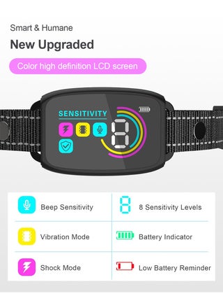 Dog Bark Collar, Rechargeable Anti Bark Dog Collar with 8 Adjustable Sensitivity, Beep Vibration Training Collar for Large Medium Small Dogs, IP67 Waterproof Auto Protection Mode (Black) - view 2