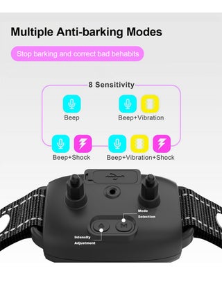 Dog Bark Collar, Rechargeable Anti Bark Dog Collar with 8 Adjustable Sensitivity, Beep Vibration Training Collar for Large Medium Small Dogs, IP67 Waterproof Auto Protection Mode (Black) - view 3
