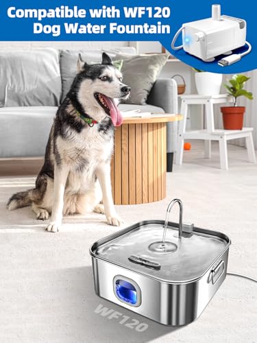MAILOFY Dog Water Fountain Stainless Steel 410oz32Gal12L Large Pet Water Fountain for Dogs Dog Water Bowl Dispenser with Water Level Window LED Indicator Super Quiet for SL Dogs and MultiPet Pump - Image 3