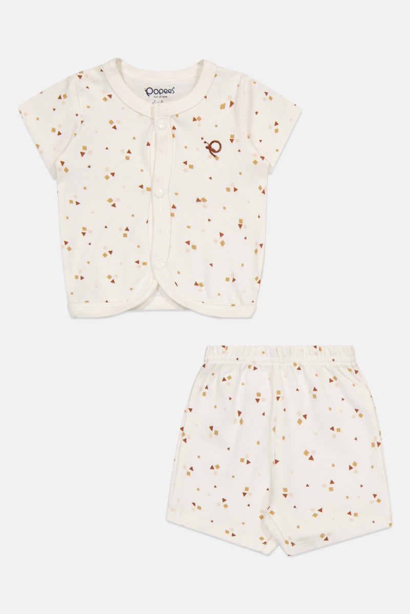 POPEES Toddlers Boy 2 Pcs Graphic Print Top And Bottom Set, White - Image 2