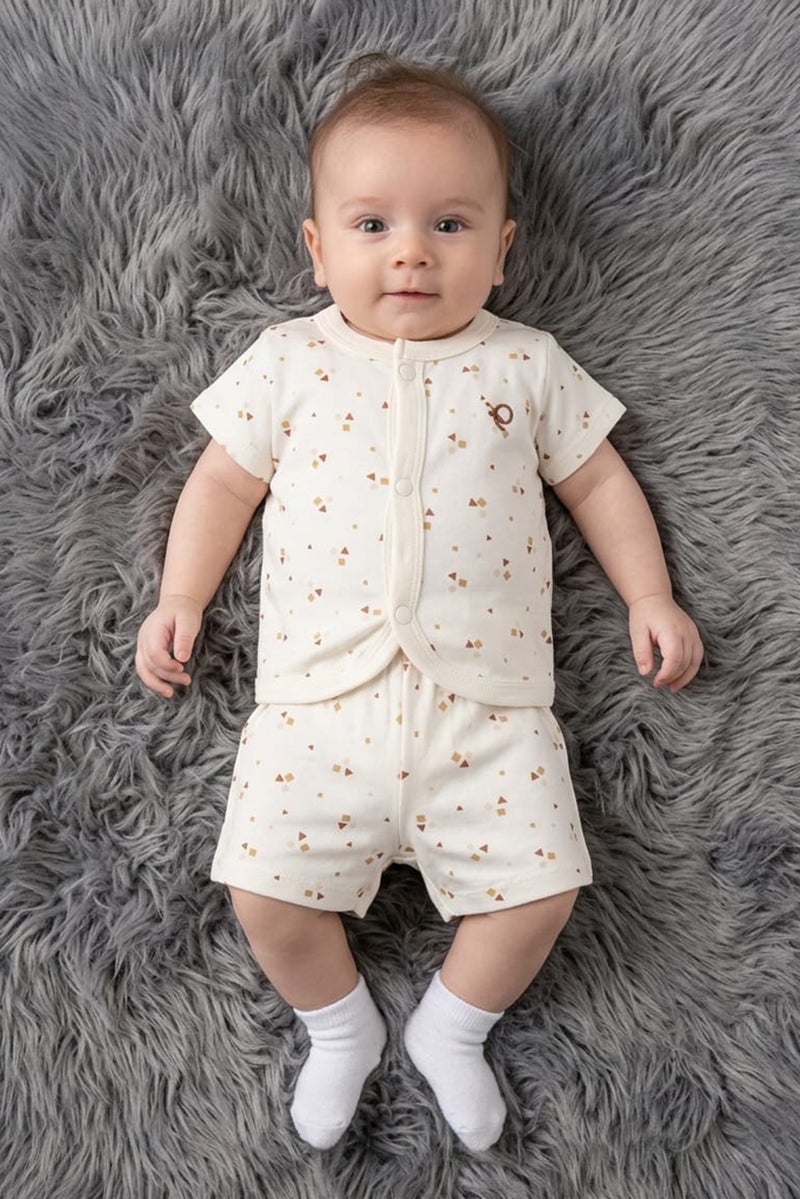 POPEES Toddlers Boy 2 Pcs Graphic Print Top And Bottom Set, White - Image 1