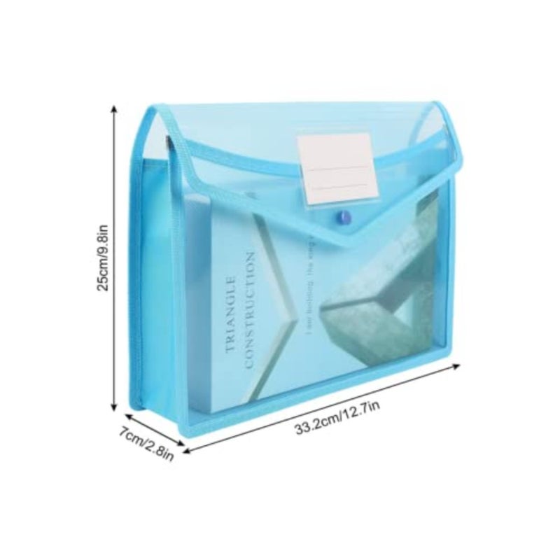 A4 Plastic Wallets, 5 Pcs Popper Wallet Plastic Document Folder Premium Pockets Files Envelope for School Office Home, with Snap Closure, Large Capacity - Image 5