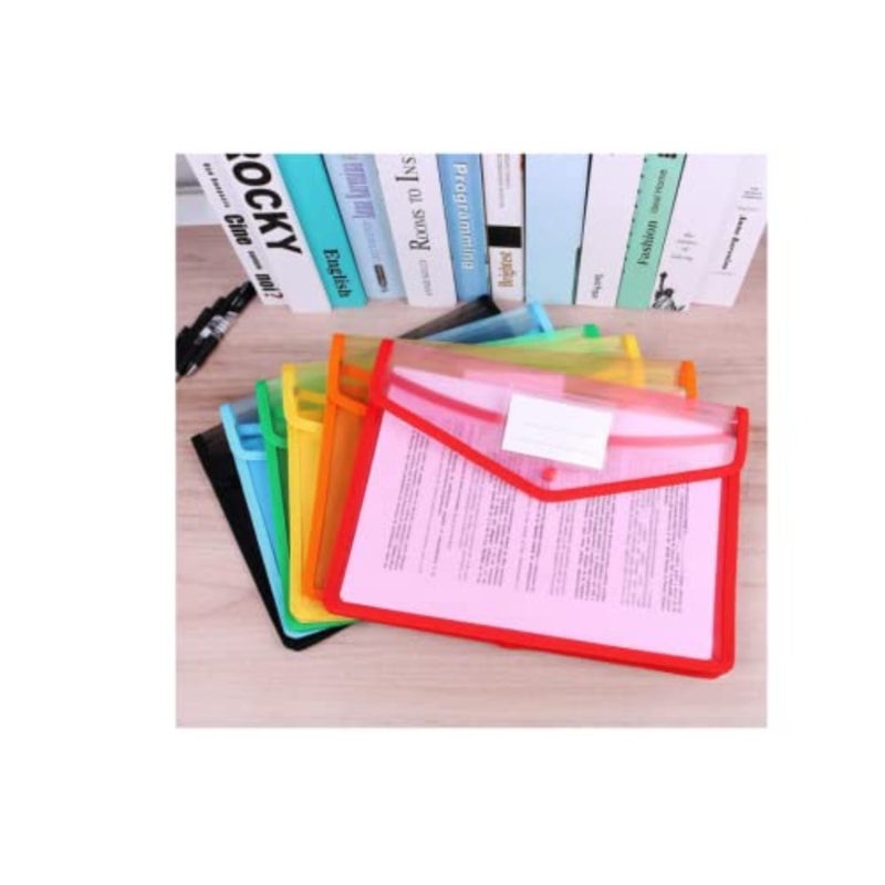 A4 Plastic Wallets, 5 Pcs Popper Wallet Plastic Document Folder Premium Pockets Files Envelope for School Office Home, with Snap Closure, Large Capacity - Image 3