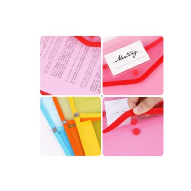 A4 Plastic Wallets, 5 Pcs Popper Wallet Plastic Document Folder Premium Pockets Files Envelope for School Office Home, with Snap Closure, Large Capacity - Image 4