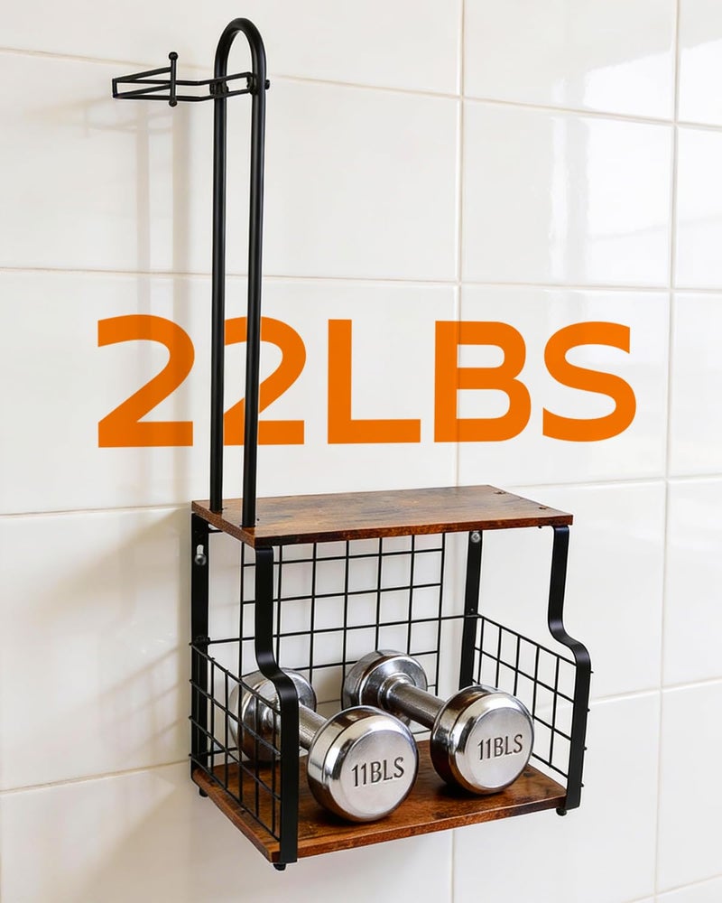 IntreLife Bathroom Toilet Paper Holder with Storage Shelf, Wall Mount Toilet Paper Holder Stand with Metal Basket, Bathroom Tissue Storage Organizer for Rolls, Magazines， Phone & Shower Essentials - Image 3