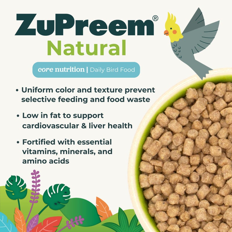 ZuPreem Natural Bird Pellets, Daily Bird Food for Parakeet, Budgie, Parrotlet, Dove, Core Nutrition for Small Birds, Added Vitamins, Made in USA, Parakeet Food, Budgie Food (S, 2.25 lb) - Image 2