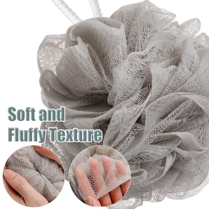 Shellwei 32 Pcs Bath Sponge Shower Loofahs Bulk 60 g Charcoal Large Mesh Puff Soft Scrubber for Men and Women Exfoliating Shower Pouf Balls with Bathing Accessories - Image 3