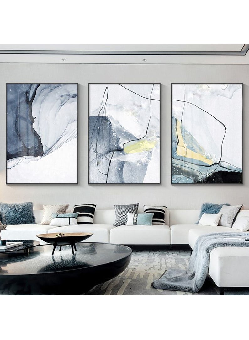 FASHION HOME 3PCS Wall Art Bright Style Minimalist Decor Modern Abstract Canvas Prints Poster Picture Framed Paintings Decorations  - Image 3