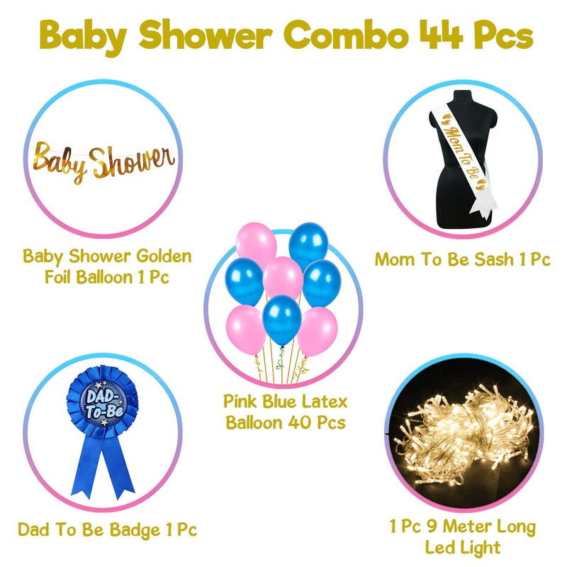 Party Propz زينة حفلات بيبي شاور - 44 قطعة زينة بيبي شاور | أدوات بيبي شاور | شريط للأم المستقبلية وشارة للأب المستقبل | هدايا بيبي شاور | لافتة بيبي شاور (ورق مقوى) | أدوات الأمومة - Image 2