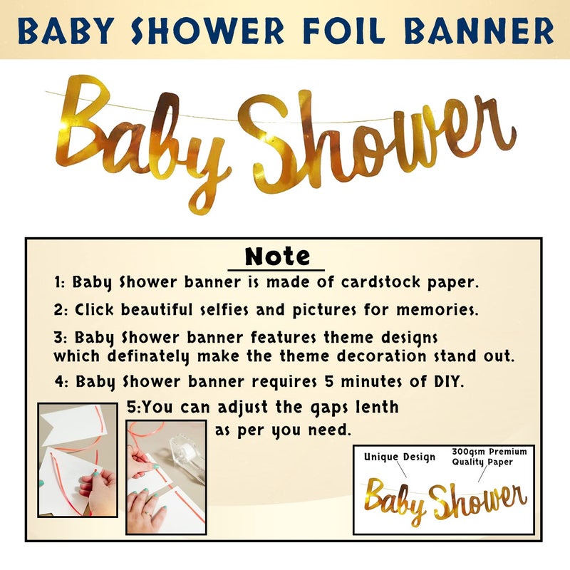 Party Propz زينة حفلات بيبي شاور - 44 قطعة زينة بيبي شاور | أدوات بيبي شاور | شريط للأم المستقبلية وشارة للأب المستقبل | هدايا بيبي شاور | لافتة بيبي شاور (ورق مقوى) | أدوات الأمومة - Image 3