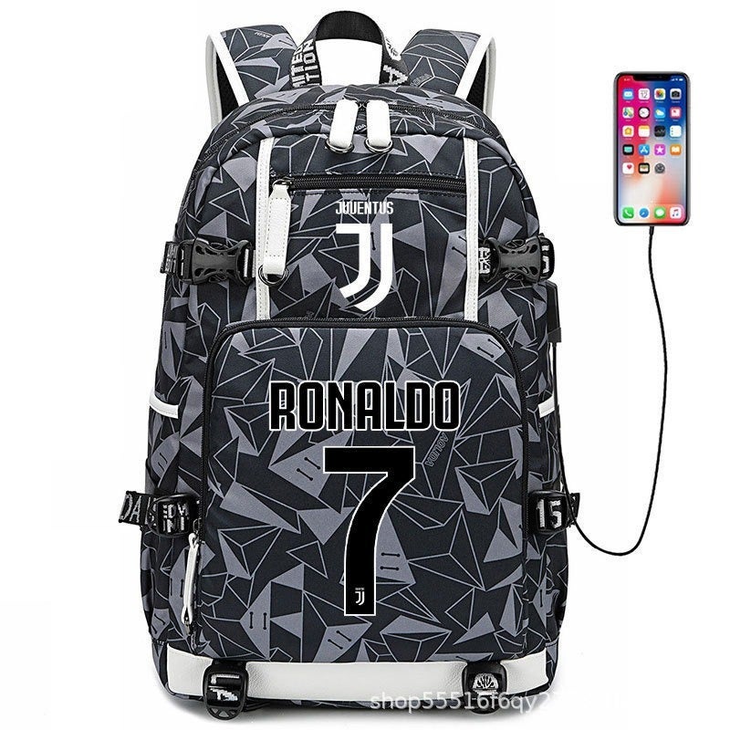 Football Star Backpack for Kids & Adults - Large Capacity Sports Backpack with USB Port, Waterproof Oxford Fabric, Breathable & Durable, Ideal for Soccer, Basketball, Gym, Travel