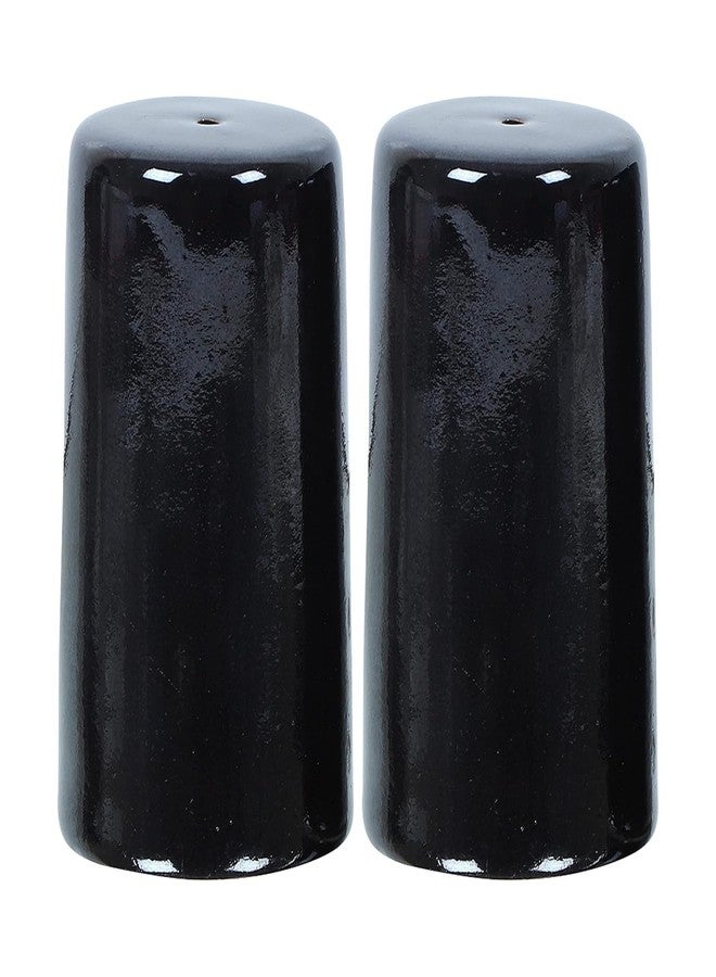QIMACPLUS Handcrafted Ceramic Salt and Pepper Shaker Set | Perfect Pour Holes for Kitchen, Dining Table, Picnic, Office, Restaurant, and Hotel | Set of 2 (Black) - Image 1