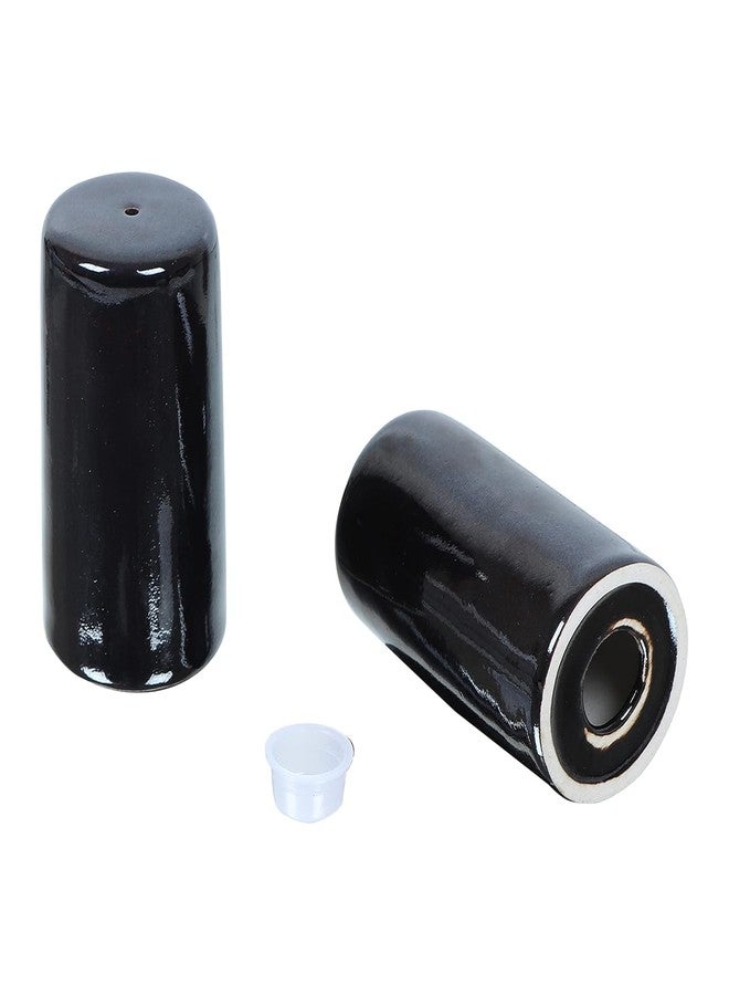 QIMACPLUS Handcrafted Ceramic Salt and Pepper Shaker Set | Perfect Pour Holes for Kitchen, Dining Table, Picnic, Office, Restaurant, and Hotel | Set of 2 (Black) - Image 5