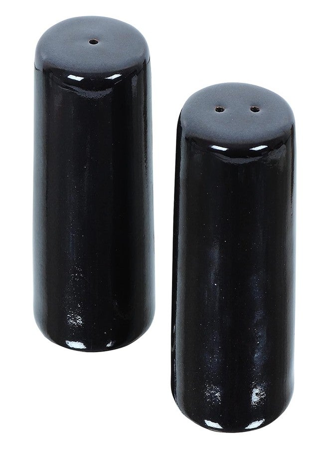 QIMACPLUS Handcrafted Ceramic Salt and Pepper Shaker Set | Perfect Pour Holes for Kitchen, Dining Table, Picnic, Office, Restaurant, and Hotel | Set of 2 (Black) - Image 2