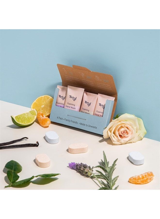 Tirtyl Foaming Hand Soap Tablet Refills - 4 Pack - 32 fl oz total (makes 4x 8 fl oz bottles of soap) - Cleansing & Moisturizing - Compostable Packaging - Variety Fragrance Pack