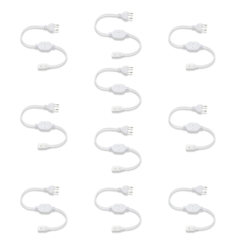 MURPHY 220V AC PIN Connector/Adaptor/Cable for LED (SMD 2835-120 LED/Mtr.) Rope Light (Pack of 10),White - Image 1