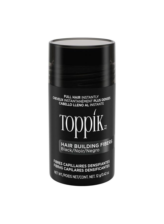 Toppik Hair Building Fibers, Black, 12g Fill In Fine or Thinning Hair Instantly Thicker, Fuller Looking Hair 9 Shades for Men Women - Image 1