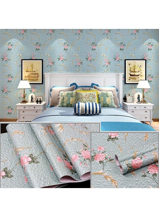 HOMEMATES Self-Adhesive Wallpaper Waterproof Old Furniture Vinyl Stickers Wooden Door Wardrobe Desktop PVC Wall Papers 45 X 304 CM- (Floral (Blue)) - Image 2