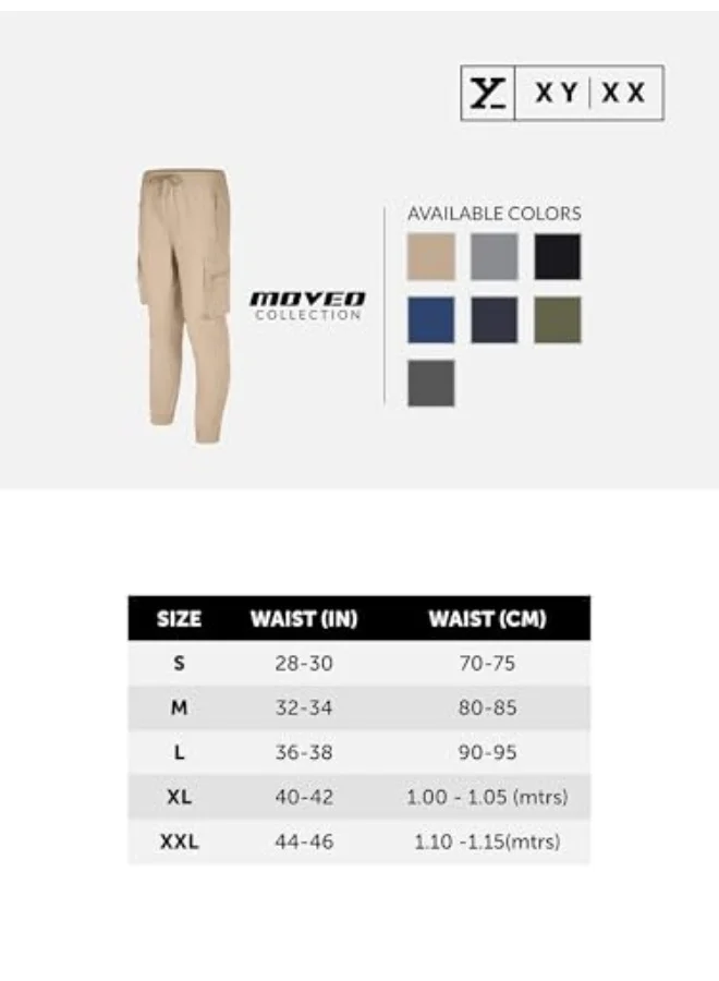 XYXX  XYXX Men's Skinny Fit Mid Rise Moveo Quick-Dry Cargo Joggers with Drawcord & Utility Pockets  | Best Price UAE