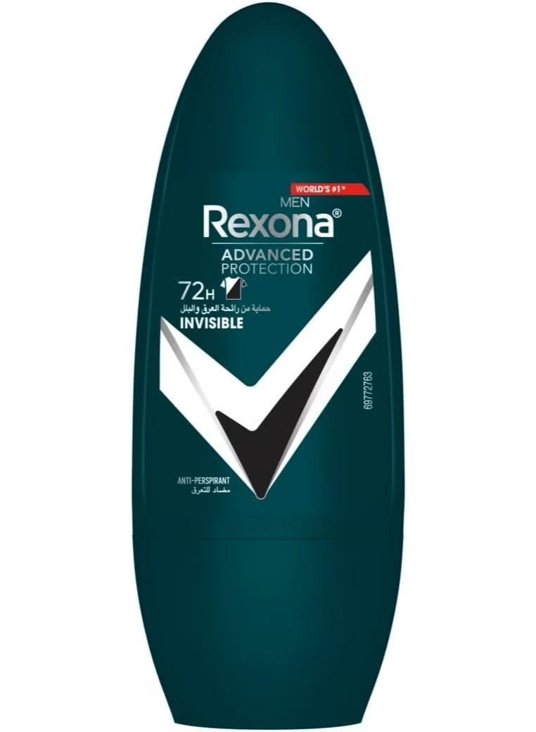 ريكسونا مزيل العرق حماية متقدمة للرجال 72 ساعة، رول أون غير مرئي أبيض وأسود، 50 مل