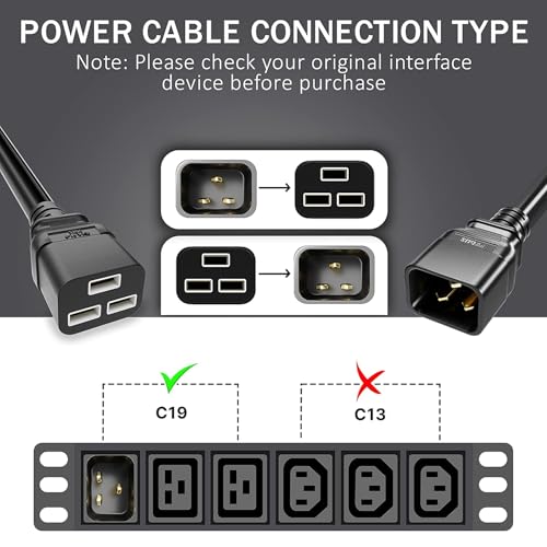 FEDUS 16A IEC C19 to C20 Male to Female Server Power Extension Cord 1.5 Meter (4.5 Feet) Cable Heavy duty Server Power Cord-16awg 1.5 Sqmm for servers/Routers/Network Switches/Blade Enclosures - Image 2