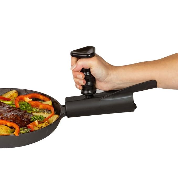 KitchInventions Pan Buddy Vertical Attachment for Pan Handle Adds Leverage and Support Makes Lifting Heavy Cookware Easier Black 
