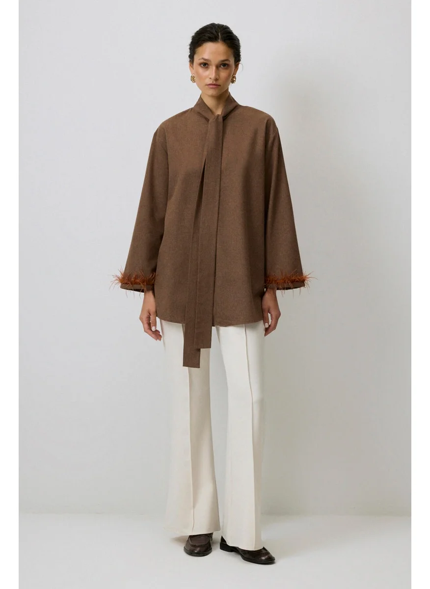 Touche Feather Detailed Melange Tunic