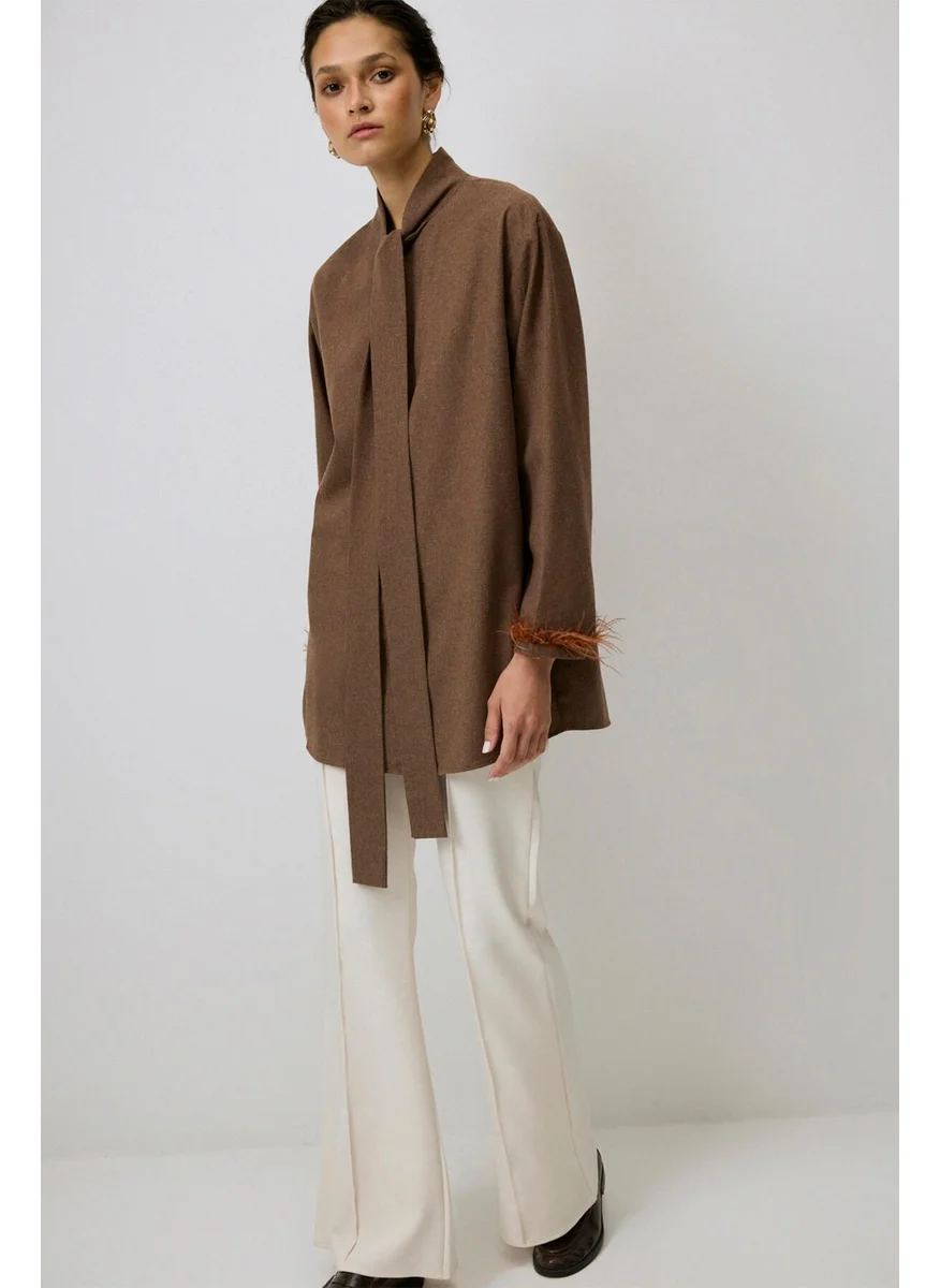 Touche Feather Detailed Melange Tunic