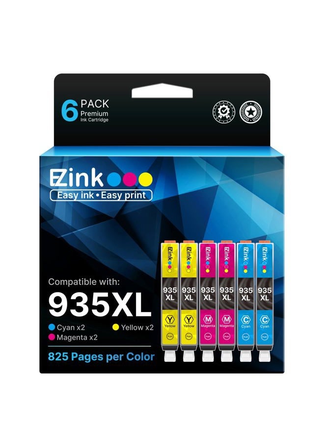E-Z Ink (TM) Compatible Ink Cartridge Replacement for HP 935XL to use with Officejet 6230 6830 6815 6812 6835 6820 Printer (2 Cyan, 2 Magenta, 2 Yellow, 6 Pack) - Image 1
