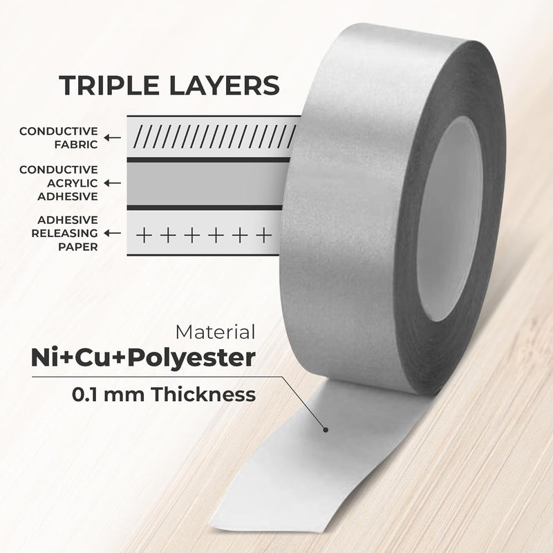 MWRF Source Conductive Cloth Fabric Adhesive Faraday Tape (2.4-inch x 65ft); EMI Grounding; RFID Signal Attenuation; Radio Frequency Signal Attenuation; Guitar Interference Shielding - Image 2