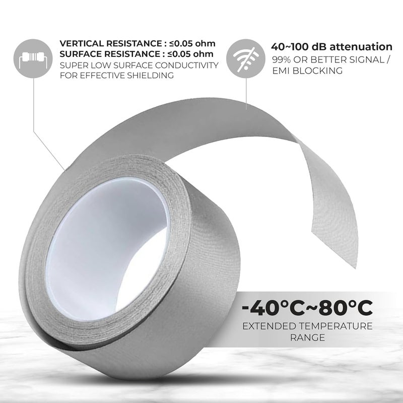 MWRF Source Conductive Cloth Fabric Adhesive Faraday Tape (2.4-inch x 65ft); EMI Grounding; RFID Signal Attenuation; Radio Frequency Signal Attenuation; Guitar Interference Shielding - Image 3