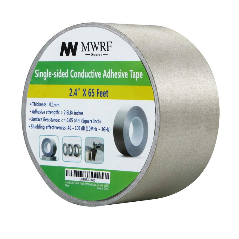 MWRF Source Conductive Cloth Fabric Adhesive Faraday Tape (2.4-inch x 65ft); EMI Grounding; RFID Signal Attenuation; Radio Frequency Signal Attenuation; Guitar Interference Shielding - Image 1
