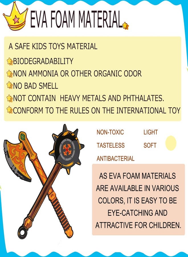 lausomile Foam Swords Weapons Toy for Boys - 17 inch Foam Sword Axe and Hammer Pack - Kids Pretend Playset - Image 4