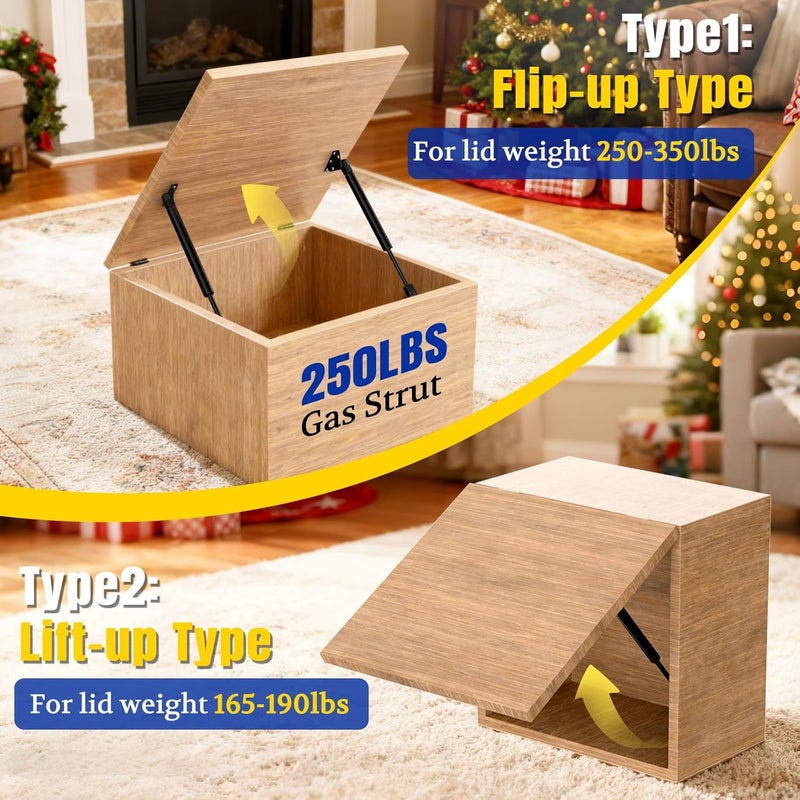 ARANA 20 inch 250 Lbs Gas Props Struts ST200M1250, 1112N Lift Support Shock for Heavy Duty Tonneu Cover Truck Bed Cover Murphy Bed Trap Door, 2Pcs (Super Strong, for 235-265lb)(No Brackets) - Image 5